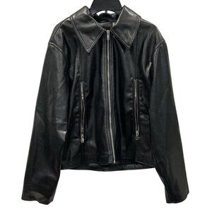 Zara Faux Leather Jacket Womens size S Black Silver Zipper Biker Moto Streetwear